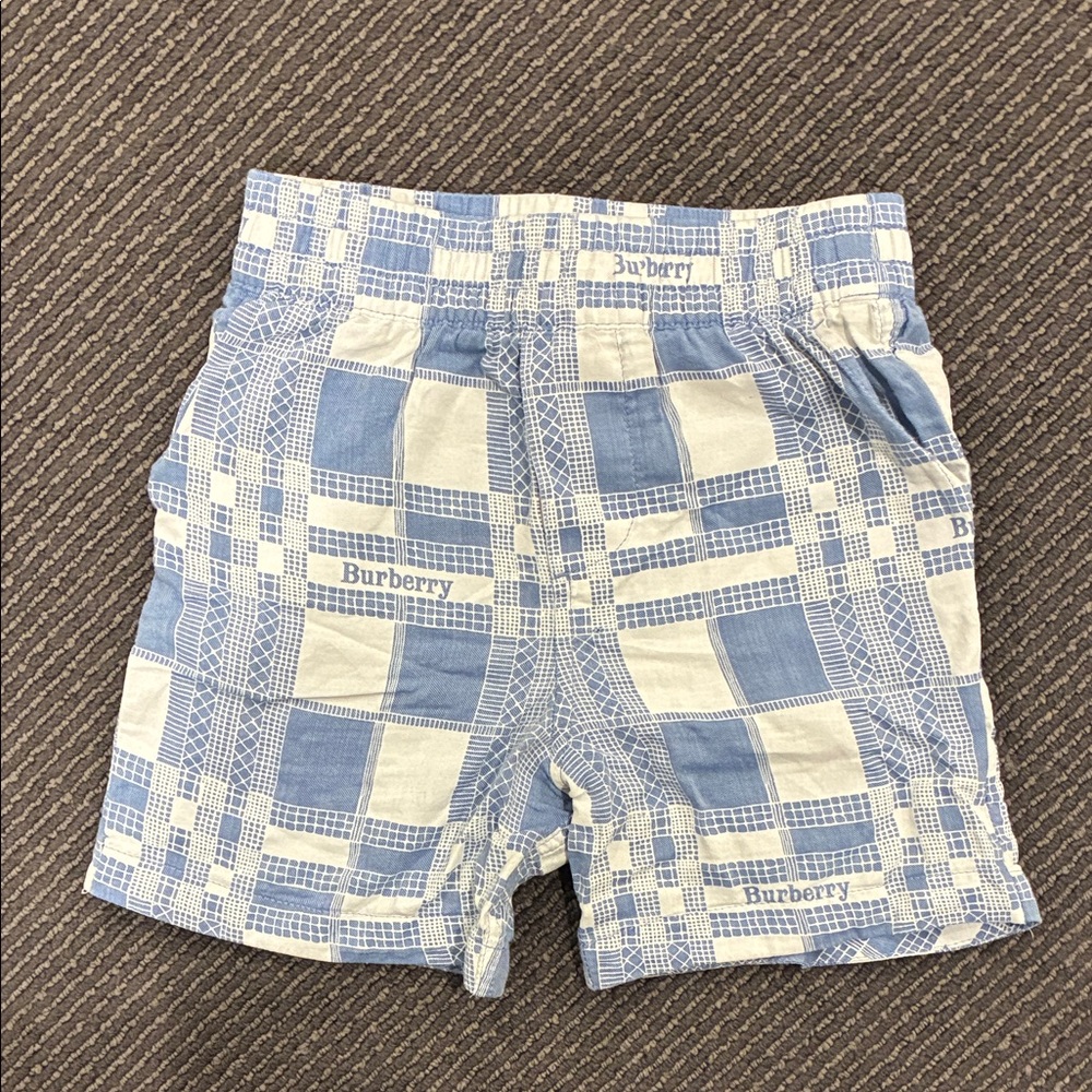 Burberry Kids Light Blue Plaid Shorts